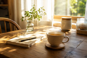 自分を後回しにするのをやめて温かいお茶を楽しむ穏やかな朝時間