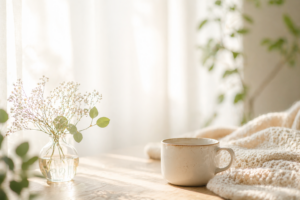 自分に戻る時間を過ごす女性｜心を整えずそのままで安心できる内省のひととき