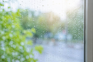 悲しみや感情を表現する雨上がりの窓