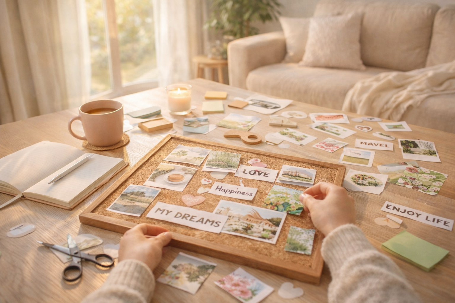 ビジョンボード制作の手元