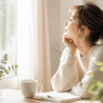 自分の気持ちと向き合いながら窓辺で静かに過ごす女性のイメージ