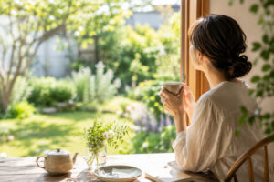 人に気を遣いすぎる毎日から離れ、自分に戻る時間を過ごす女性